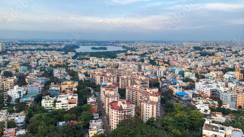Aerial view of Bengaluru urban area, is one of the fastest-growing cities in the world, According to a report by the Oxford Economics.