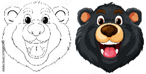 Vector graphics of a bear, outlined and colored