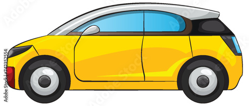Vector graphic of a yellow modern compact car
