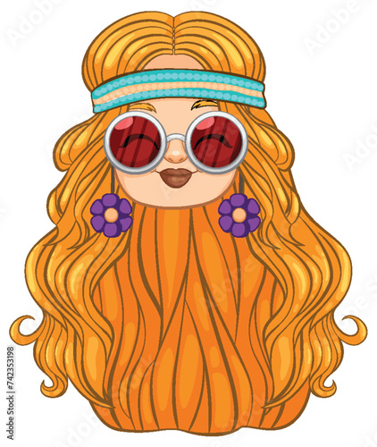 Stylish female character with retro sunglasses and headband.