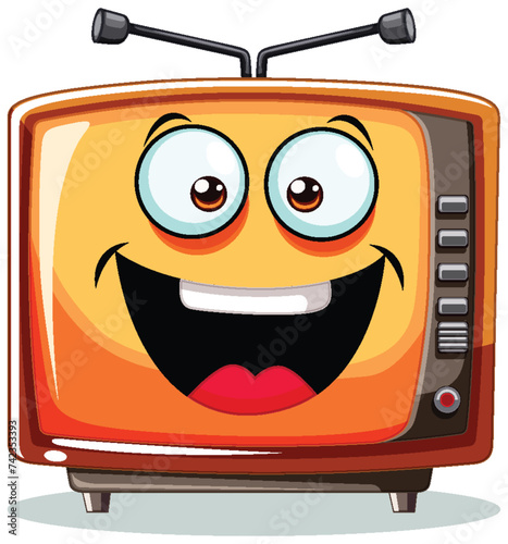 Colorful, smiling TV with a lively personality