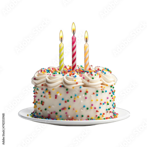 soft Birthday cake decorated with colorful sprinkles png