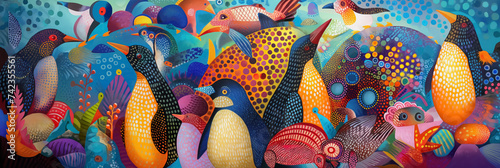 Kaleidoscopic birds in a fantastical scene. © RISHAD