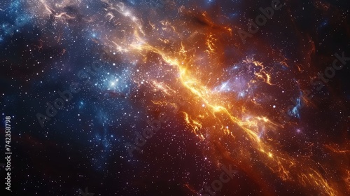 A deep space 3D background, trendy and modern, featuring an expansive view of the cosmos with nebulas, star clusters, and distant galaxies.