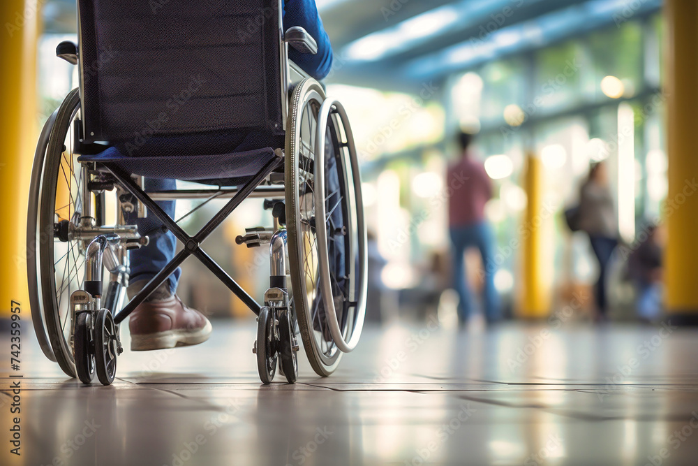Person Sitting in Wheelchair on Tiled Floor Person Sitting in Wheelchair on Tiled Floor