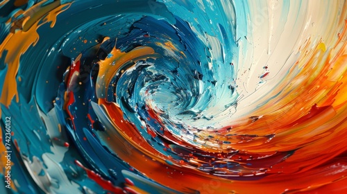 Dynamic 3D background depicting an abstract painting with thick, textured brush strokes that swirl and overlap in bright colors