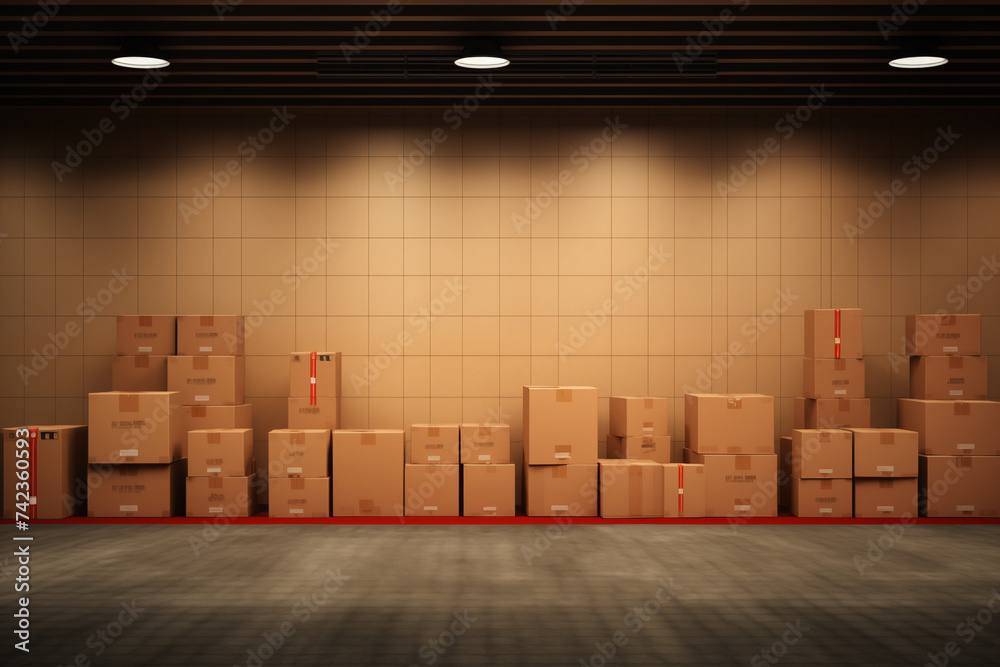 Arranged Cardboard Boxes, Copy Space Above Arranged Cardboard Boxes, Copy Space Above