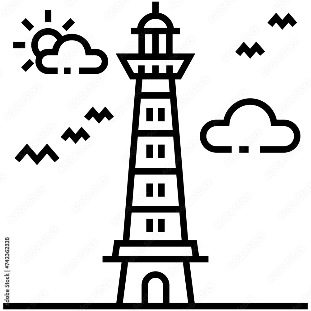 Lighthouse line icon vector Lighthouse line icon vector