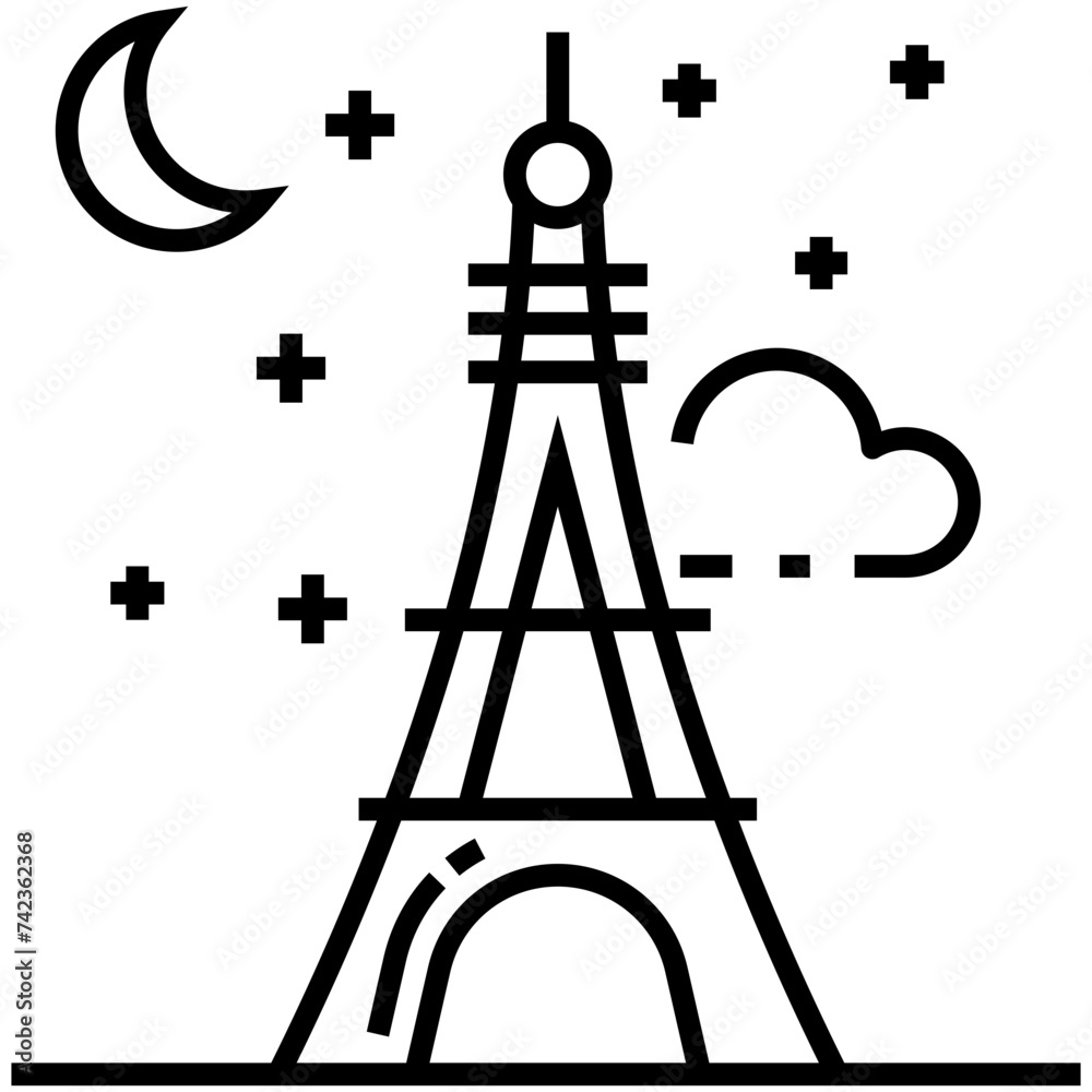Eiffel tower line vector icon Eiffel tower line vector icon