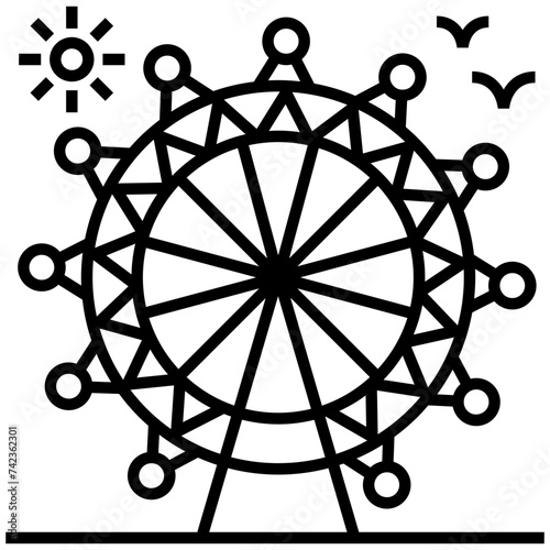 Ferris wheel line icon design 