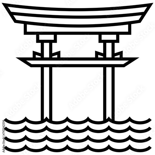 De torii shrine line vector icon 