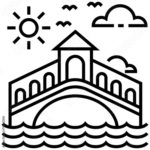 Rialto bridge line icon 