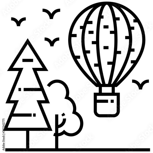 Hot air balloon line icon design 