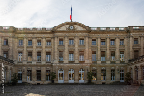 Facade entrance of Palais Rohan City hall in Place Pey Berland in bordeaux town France