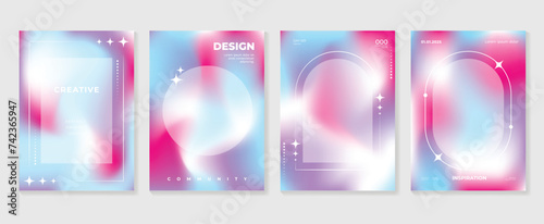 Abstract fluid gradient background vector. Minimalist style cover template with geometric shapes, colorful and liquid color. Modern wallpaper design perfect for social media, idol poster, photo frame.