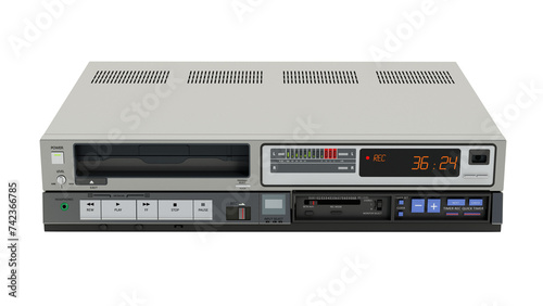 Foto Vintage videocassette recorder or VCR isolated on transparent background