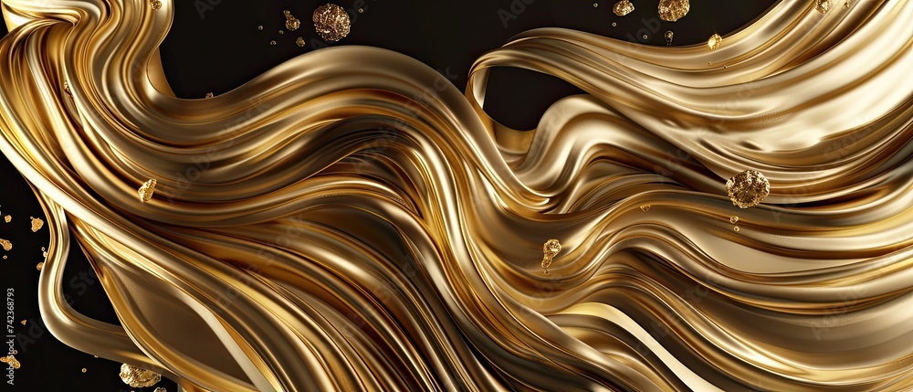 Black and Gold Background With Swirling Designs