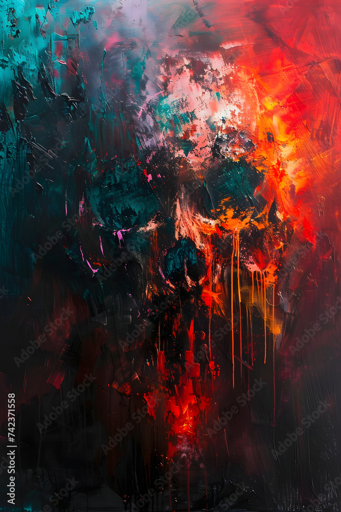 abstract painted skull art