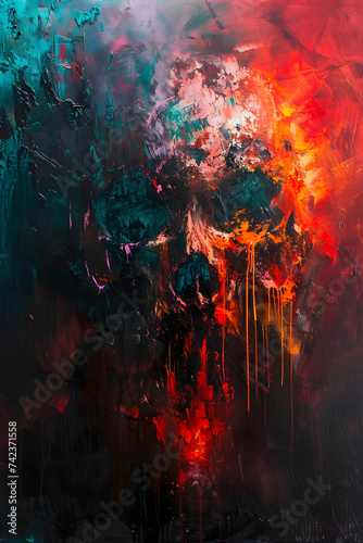 abstract painted skull art