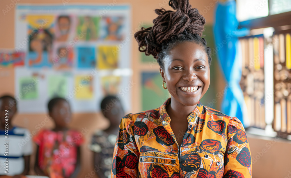 African Teacher Inspires Students in Classroom African Teacher Inspires Students in Classroom