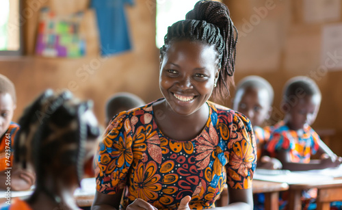 African Teacher Inspires Students in Classroom 