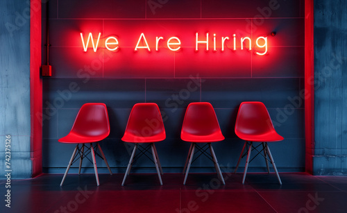 Jow Opportunities Under the Neon 'We Are Hiring' Glow