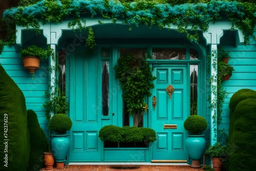 beautiful door of a house in the garden