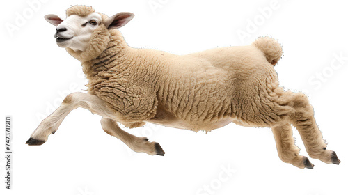 A sheep jumping isolated on transparent background