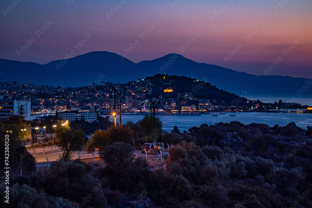 Sea view in the evening. Kusadasi, Aydin Province, Turkey.