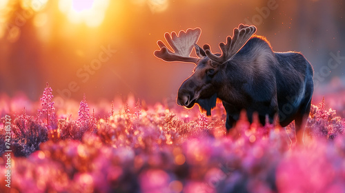 A moose grazes in a meadow. © Janis Smits