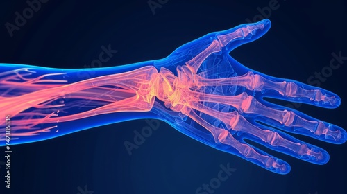 Wrist Pain, Hand X-ray Anatomy, Highlight Bones and Potential injuries