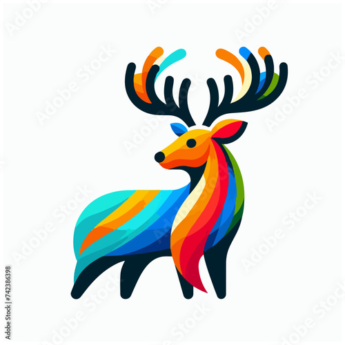 flat vector logo of a deer   flat vector logo of a cute deer   flat logo of a deer
