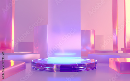 Holographic podium for product display.