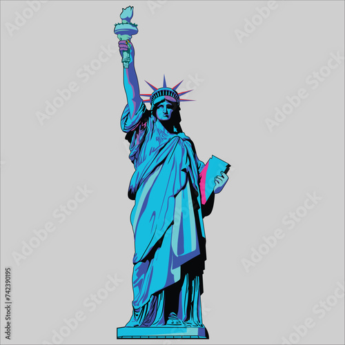 statue of liberty colorful vector illustration