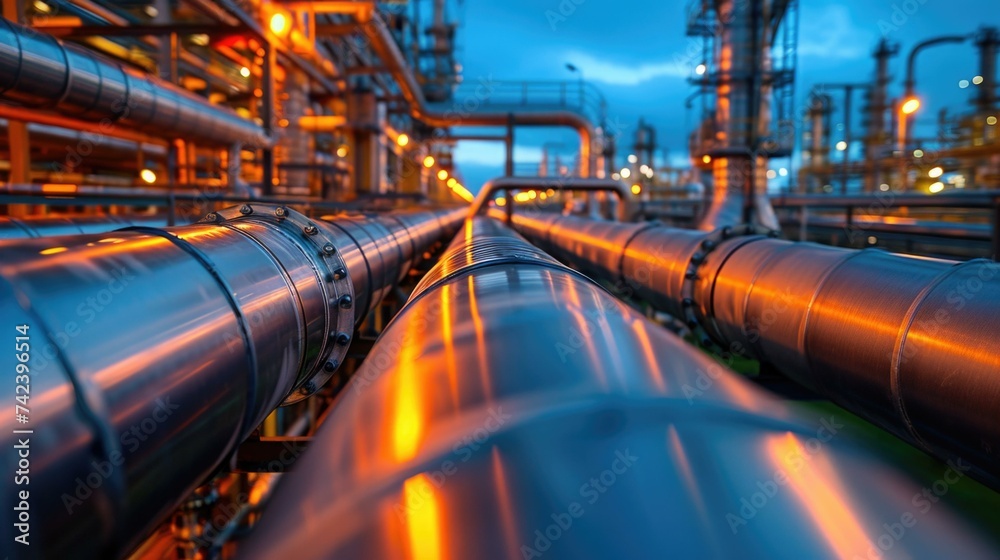 Pipes and pipes in an oil refinery. Generative AI. Pipes and pipes in an oil refinery. Generative AI.
