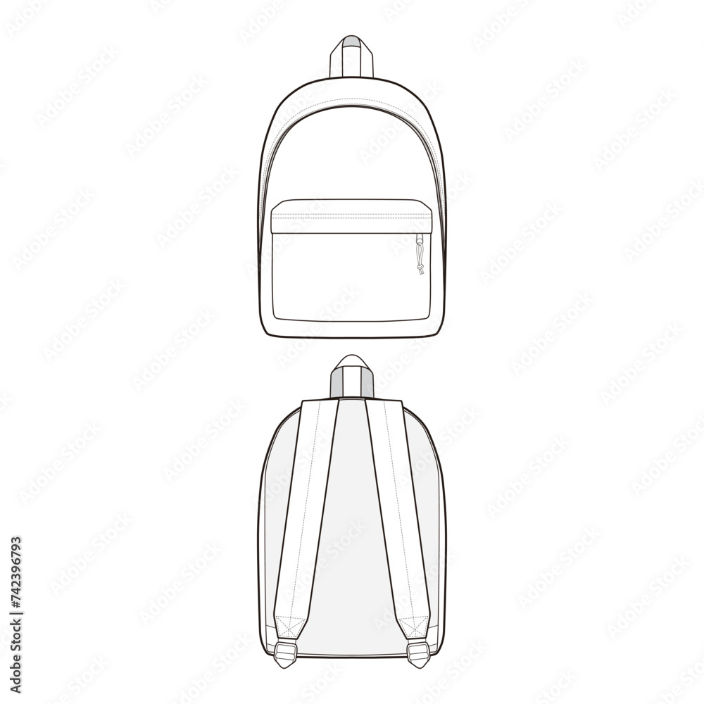 Backpack Design Flat Sketch Vector Illustration Backpack Design Flat Sketch Vector Illustration