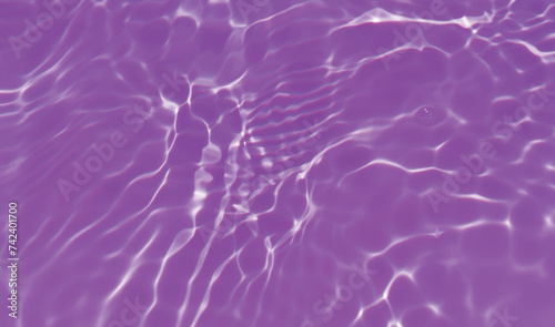 Water surface. Purple water waves on the surface ripples blurred. Transparent pink colored clear calm water surface texture with splash and bubbles. Purple water waves with shining patterns. Caustics.