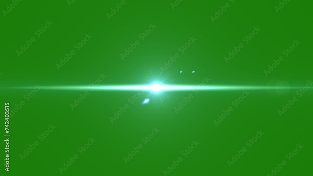 Realistic light flares laser beam. green screen