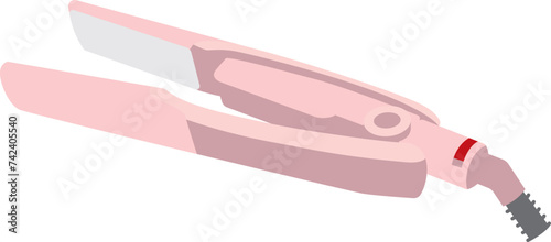 Pink hair iron with flat design