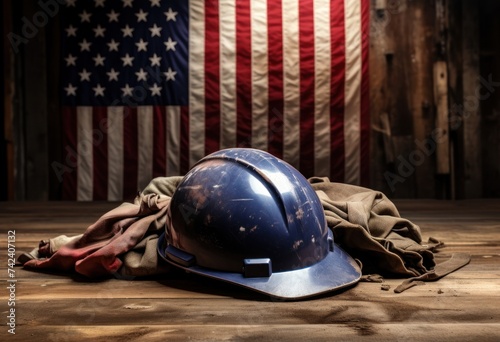 american flag hard hat on top