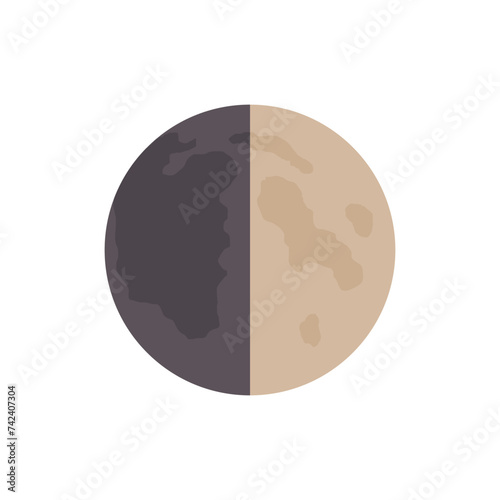 Vector first quarter, moon phases in flat style. The concept of astrology, astronomy, lunar calendar, science, magic. Illustration isolated on white background, eps 10.