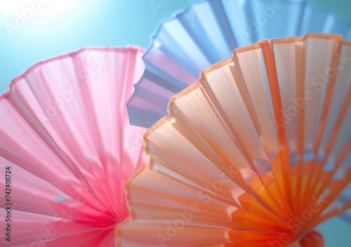 colorful and creative paper fans on white