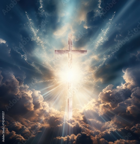 cross shining above clouds