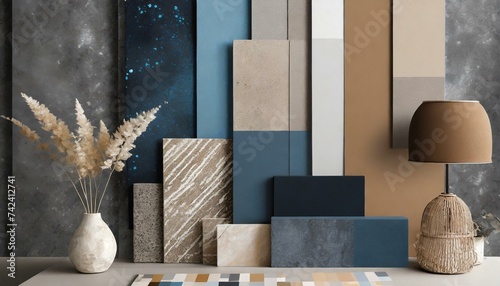 Palette Perfection: Stylish Interior Designer Moodboard with Textile and Paint Samples"
