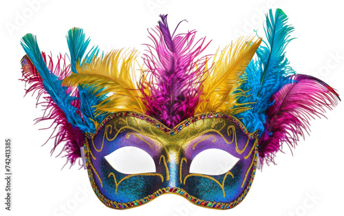 Mardi Gras Mask with Sequins On Transparent Background.