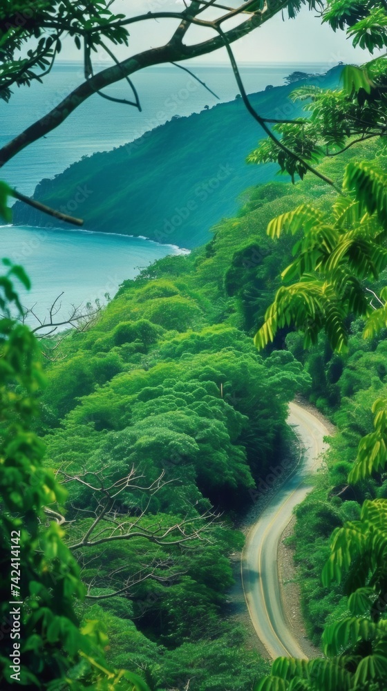 A Winding Road Amidst a Lush Green Forest