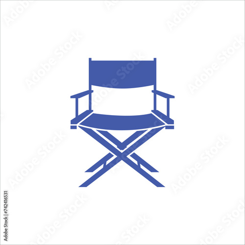 a blue director chair with a white background