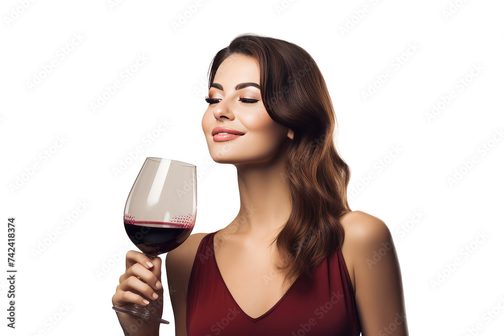 woman hold wine isolated on white woman hold wine isolated on white