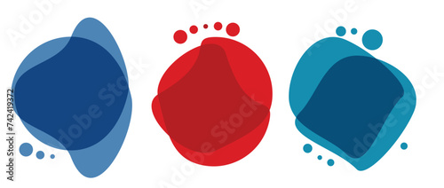 Set of three colors of flat design modern amoeba banners. Vector illustration.