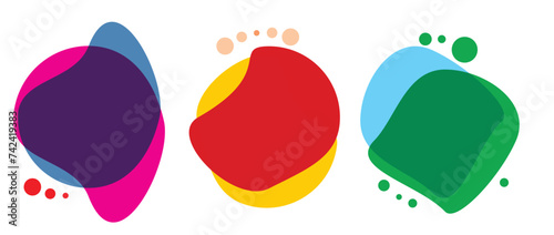 Set of three colors of flat design modern amoeba banners. Vector illustration.eps10